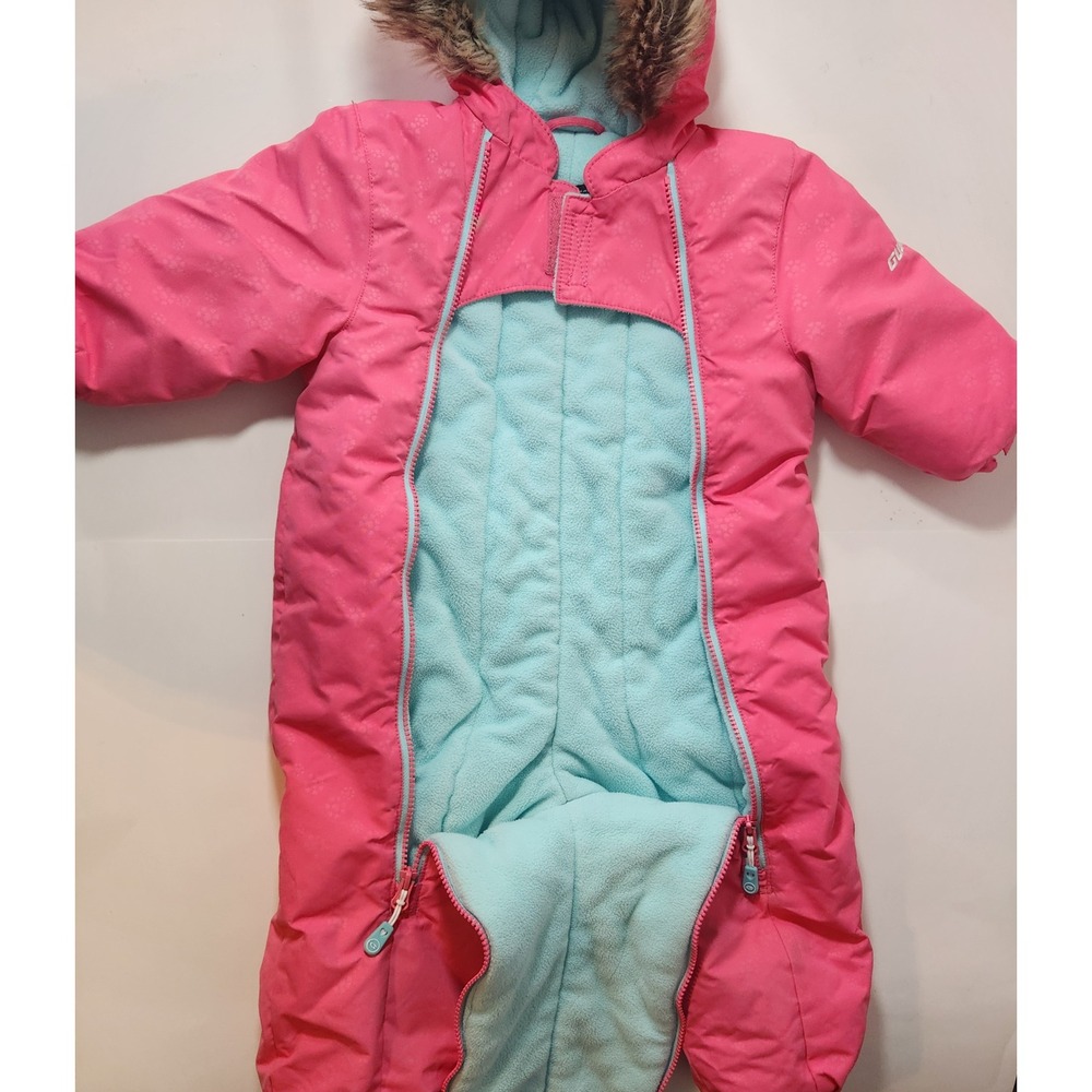 Gusti Pink Toddler Snowsuit‎ Faux Fur Ear Hood Fleece Lined One Piece 24M - Picture 5 of 7